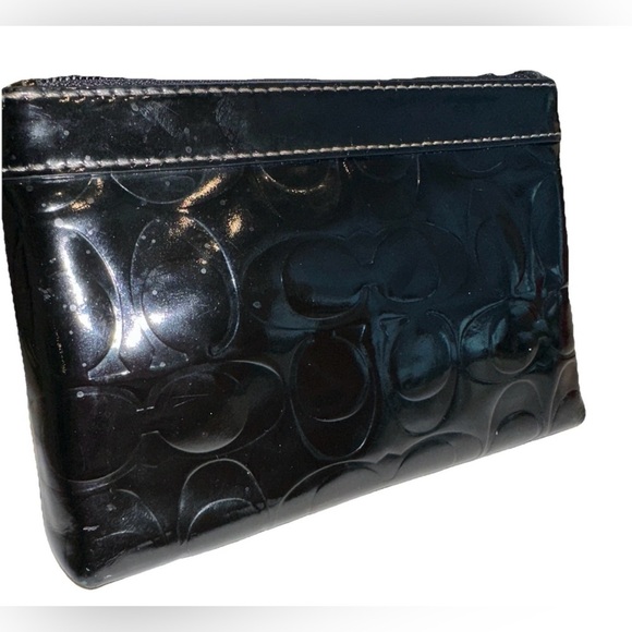 Coach VTG Y2K Monogram Patent Black Leather Wristlet Coin Purse NO WRIST STRAP - Picture 9 of 14